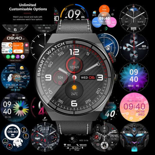 TUTT Classic Smartwatch For Men | Titanium Alloy | NFC Function Health & Fitness Tracker IP68 Waterproof Rubber & Leather Straps