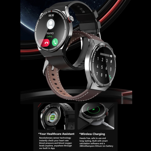 TUTT Classic Smartwatch For Men | Titanium Alloy | NFC Function Health & Fitness Tracker IP68 Waterproof Rubber & Leather Straps