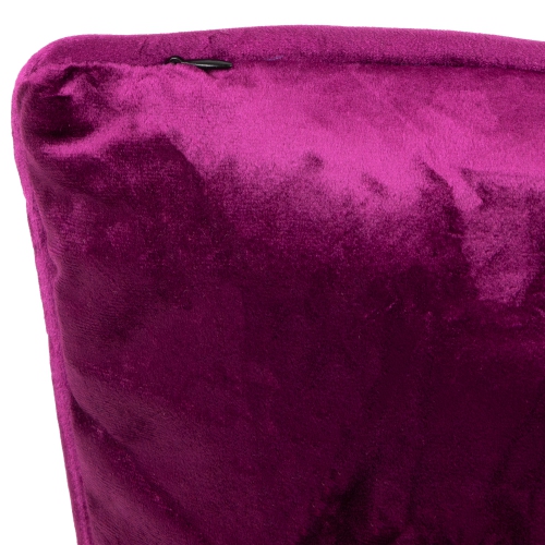 Coussin décoratif carré en velours pelucheux de 16 po avec bordure passepoilée, violet baie