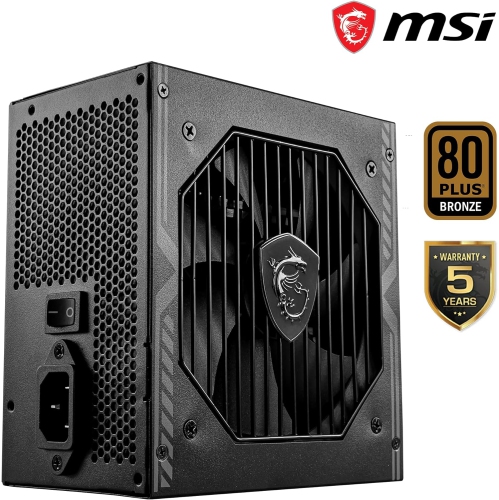 MSI MAG A550BN, bloc d'alimentation 550 W compact non modulaire, bronze 80+, ventilateur faible bruit, design PFC actif, garantie de 5 ans