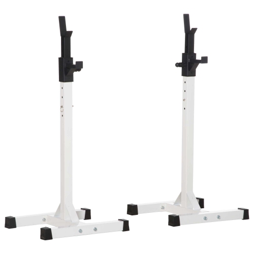 SOOZIER  Adjustable Stable Power Squat Stand Portable 2 Bars Barbell Holder Weight Rack Black And In White