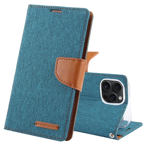 Image 1 of 3.. TopSave Goospery CANVAS Card Holder Fabric Folio Wallet Flip Case For iPhone 15 Pro, Green