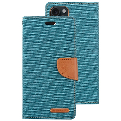 TopSave – Étui portefeuille folio en tissu avec porte-cartes CANVAS de Goospery pour iPhone 15 Pro, vert