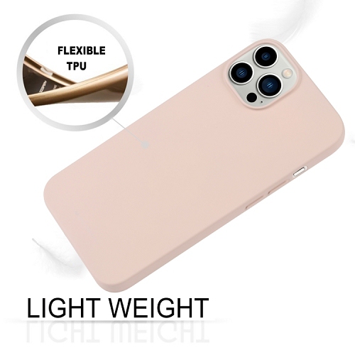 TopSave Goospery Soft Feeling Jelly Silky Slim Bumper Case For iPhone 15 Pro, Pink Sand