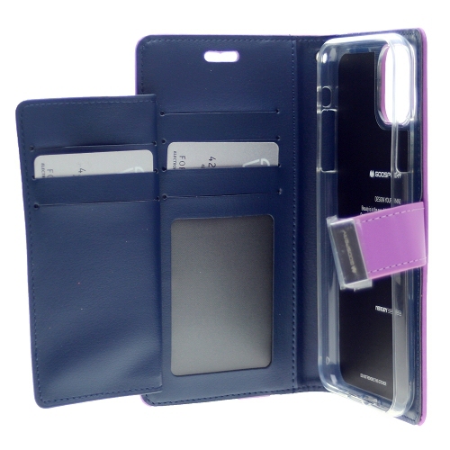 TopSave Goospery Rich MAX(5) Card Slot Leather Folio Wallet Flip Case For iPhone 15 Plus, Purple