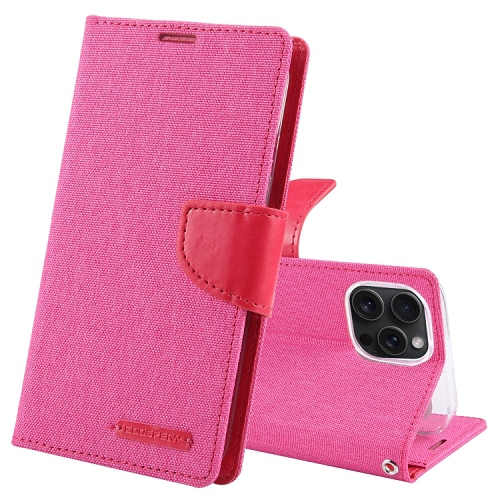 Image 1 of 3.. TopSave Goospery CANVAS Card Holder Fabric Folio Wallet Flip Case For iPhone 15 Pro, Pink