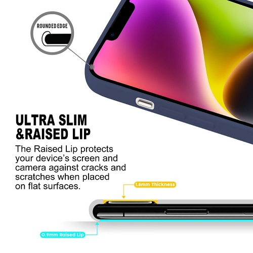 TopSave Goospery Soft Feeling Jelly Silky Slim Bumper Case For iPhone 15 Plus, Navy Blue