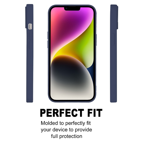 TopSave Goospery Soft Feeling Jelly Silky Slim Bumper Case For iPhone 15 Plus, Navy Blue