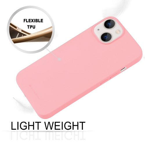 TopSave Goospery Soft Feeling Jelly Silky Slim Bumper Case For iPhone 15 Plus, Pink