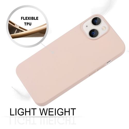 TopSave Goospery Soft Feeling Jelly Silky Slim Bumper Case For iPhone 15 Plus, Pink Sand