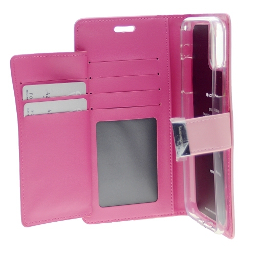 TopSave Goospery Rich MAX(5) Card Slot Leather Folio Wallet Flip Case For iPhone 15 Plus, Baby Pink