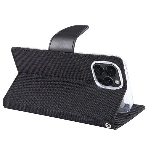 TopSave Goospery CANVAS Card Holder Fabric Folio Wallet Flip Case For iPhone 15 Pro, Black