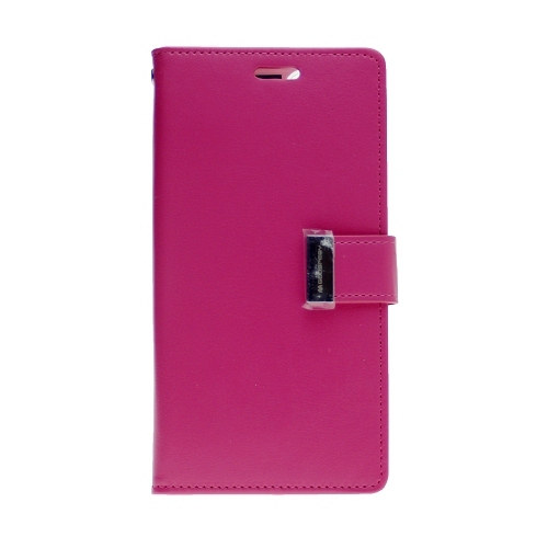 GOOSPERY  Topsave Rich Max(5) Card Slot Leather Folio Wallet Flip Case for Iphone 15 Pro Max (6.7"), Hot In Pink