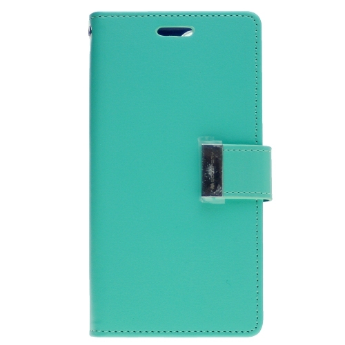 GOOSPERY  Topsave Rich Max(5) Card Slot Leather Folio Wallet Flip Case for Iphone 15 Pro Max (6.7") In Teal