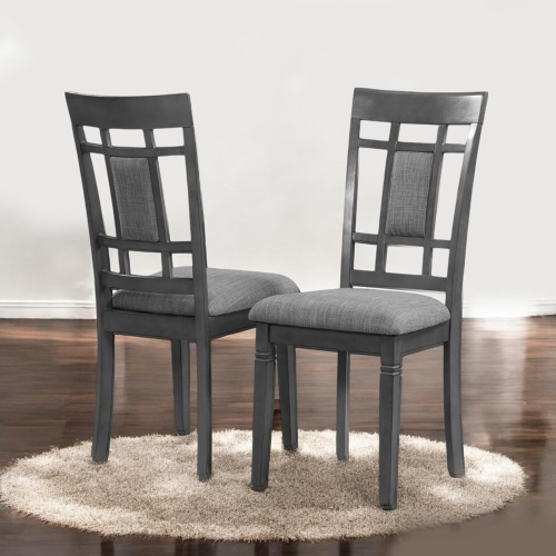 Cosmic Homes – Ensemble de table de salle à manger en bois classique 7 pièces Alexia pour 6, ensemble de 6 chaises de salle à manger à motif quadrillé