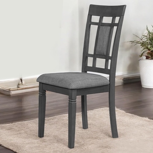 Cosmic Homes – Ensemble de table de salle à manger en bois classique 7 pièces Alexia pour 6, ensemble de 6 chaises de salle à manger à motif quadrillé