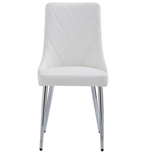 Cosmic Homes Dining Chair, Modern Mid Century Side Chairs for Dining Room, Kitchen, Living Room, Side Chair, Set of 2 in White and Chrome,