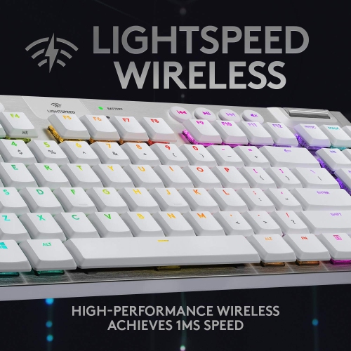 Logitech G915 TKL White Tactile Tenkeyless Lightspeed Wireless RGB Mechanical Gaming Keyboard, Low Profile Switch Options, LIGHTSYNC RGB, Advanced