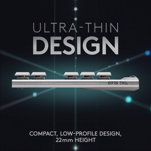 Logitech G915 TKL White Tactile Tenkeyless Lightspeed Wireless RGB Mechanical Gaming Keyboard, Low Profile Switch Options, LIGHTSYNC RGB, Advanced