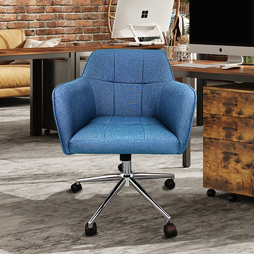 LUXWIN Blue Fabric Upholstered Button Tufted Office Chair