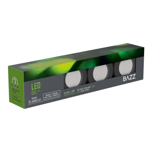 BAZZ 3 Pack LED Under Cabinet Puck Lights, 360 Lumens, 6W, 3000K Soft White, Black Finish, U00063BK
