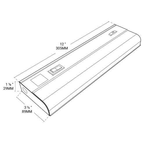BAZZ 12" Direct Wire Adjustable White 3000K-4000K-5000K Dimmable Under Cabinet Light, U22DRT12W