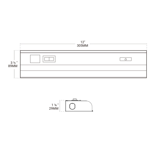 BAZZ 12" Direct Wire Adjustable White 3000K-4000K-5000K Dimmable Under Cabinet Light, U22DRT12W
