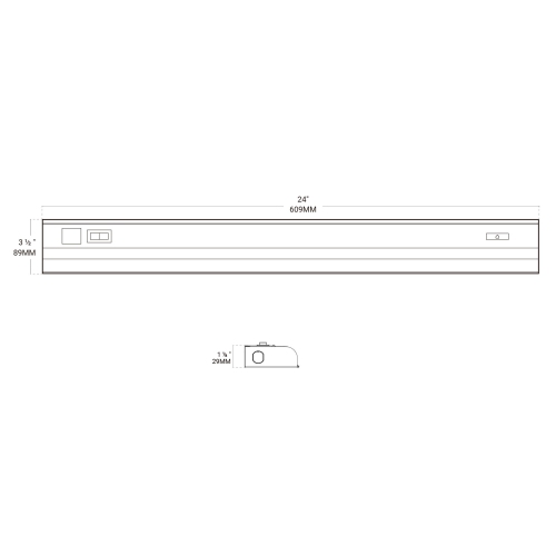 BAZZ 24" Direct Wire Adjustable White 3000K-4000K-5000K Dimmable Under Cabinet Light, U22DRT24W