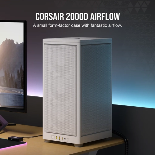 Corsair 2000D Airflow Mini-ITX PC Case - Mini-ITX Form-Factor - Steel Mesh Panels - Three-Slot GPU Support - Cooling-Optimized Interior - Modern