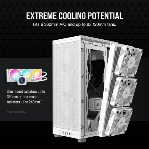 Corsair 2000D Airflow Mini-ITX PC Case - Mini-ITX Form-Factor - Steel Mesh Panels - Three-Slot GPU Support - Cooling-Optimized Interior - Modern