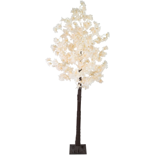 NORTHLIGHT  6' Led Lighted Floral Artificial Tree - Warm Lights In White