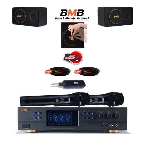 BMB  New (Best Music Brand) Dar-200HD 4K HDMI Arc Optical Bluetooth Karaoke Amplifier, Wh-210 Uhf Wireless Microphones, Csj-08 08" Karaoke Speakers