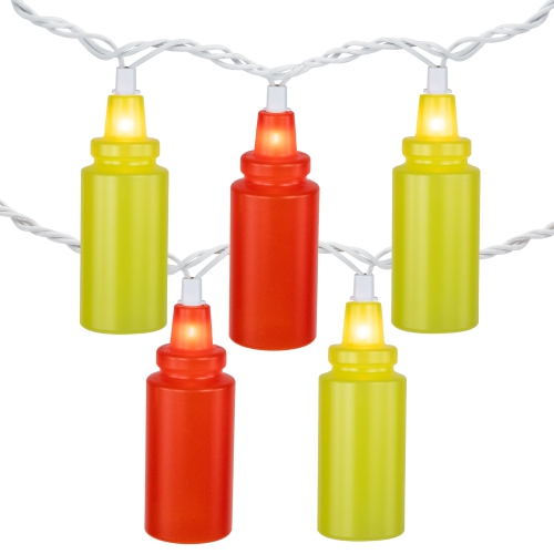 Ketchup and Mustard Squeeze Bottles Patio Light Set - 6' White Wire - 10ct