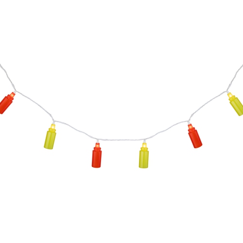 Ketchup and Mustard Squeeze Bottles Patio Light Set - 6' White Wire - 10ct
