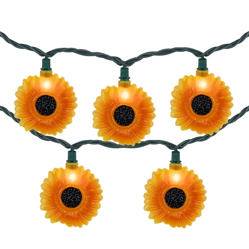 Sunflower Patio Light Set - 6' Green Wire - 10ct