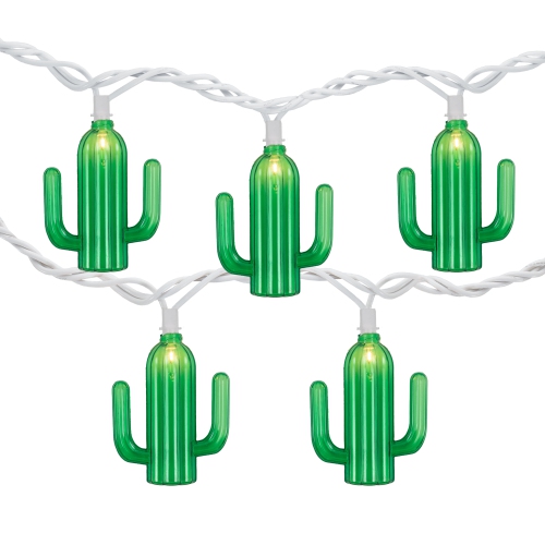 NORTHLIGHT  Cactus Patio Light Set - 6' White Wire - 10Ct In Green Great addition to my porch