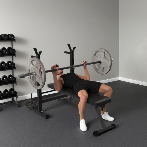 Soozier – Banc de musculation réglable, banc de musculation pliable avec support à haltère et station d’accueil pour gymnase à domicile, banc
