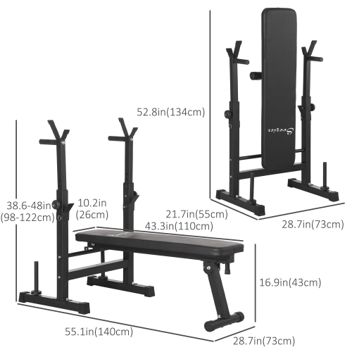 Soozier – Banc de musculation réglable, banc de musculation pliable avec support à haltère et station d’accueil pour gymnase à domicile, banc