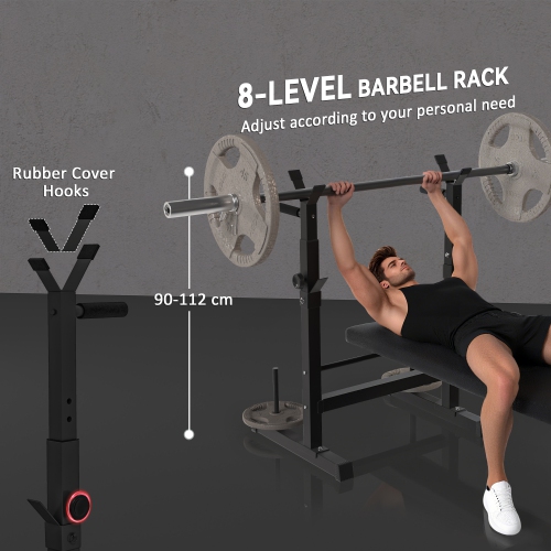 Soozier – Banc de musculation réglable, banc de musculation pliable avec support à haltère et station d’accueil pour gymnase à domicile, banc