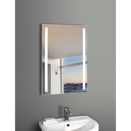 WarmlyYours, LED Mirror with Built-In Defogger, Wall-mounted, Dual Frosted Bars, Touch Controls, 36" X 24"