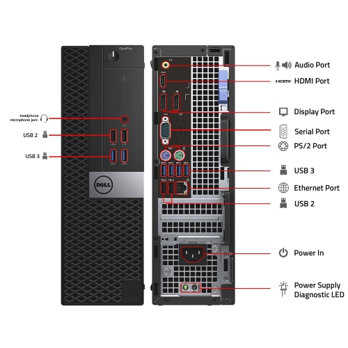 Remis à neuf - ordinateur de bureau professionnel OptiPlex 5040 compact de Dell (processeur Core i5 d'Intel/SSD 2 To/RAM 16 Go/Windows 10