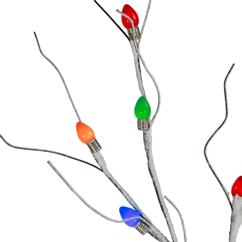 6' Brown LED Lighted Frosted Christmas Twig Tree - Multi-Color lights