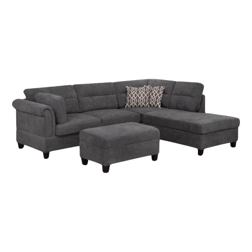 Cosmic Homes Sectional Sofa with Ottoman Grey, Accent Cushions Included