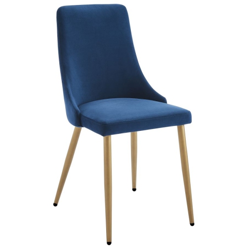 Cosmic Homes Dining Chairs Set, Modern Mid Century Side Chairs for Dining Room, Kitchen, Living Room, Side Chair in Blue and Aged Gold Metal Legs