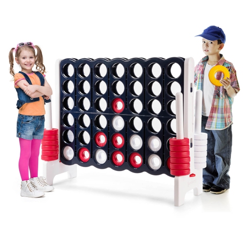 Gymax Giant 4 in A Row Jumbo 4-to-Score Game Set Kids Adults w/ 42 Jumbo Rings