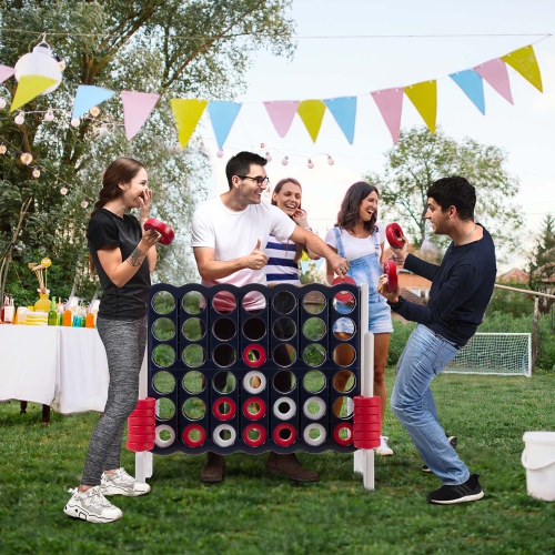 Gymax Giant 4 in A Row Jumbo 4-to-Score Game Set Kids Adults w/ 42 Jumbo Rings
