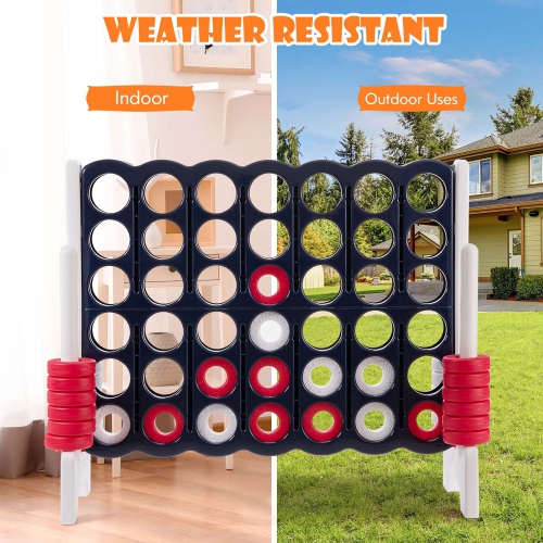 Gymax Giant 4 in A Row Jumbo 4-to-Score Game Set Kids Adults w/ 42 Jumbo Rings