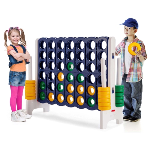 Gymax Jumbo 4-to-Score Game Set Giant 4 in A Row Kids Adults w/ 42 Jumbo Rings