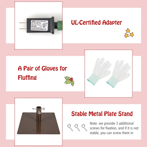 Gymax 4/5/6 FT Pre-Lit Artificial Christmas Tree Snow-Flocked Slim Pencil Christmas Tree