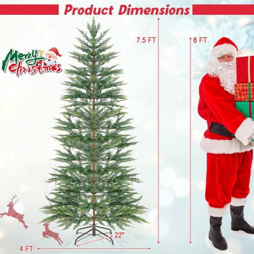 Gymax 6.5/7.5 FT Pre-Lit Artificial Christmas Tree Simulated Cypress Xmas Tree w/ Hinges